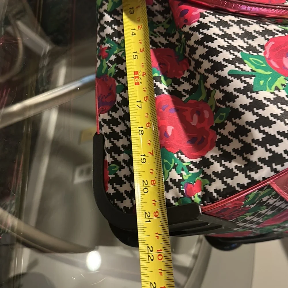 Carryon Betsy Johnson rose and houndstooth luggage